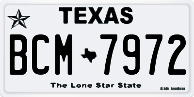 TX license plate BCM7972