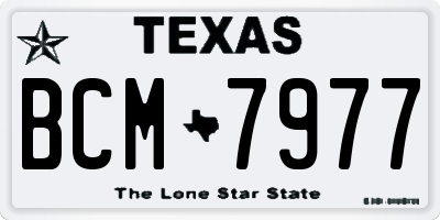 TX license plate BCM7977