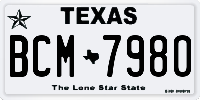 TX license plate BCM7980