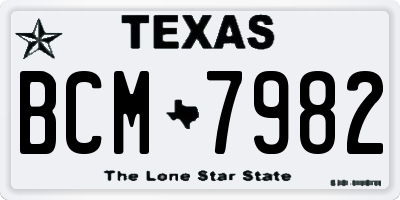 TX license plate BCM7982