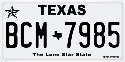 TX license plate BCM7985