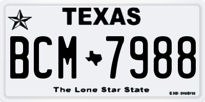 TX license plate BCM7988