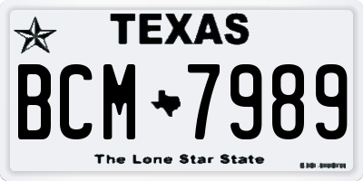 TX license plate BCM7989