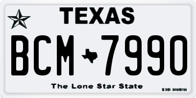 TX license plate BCM7990