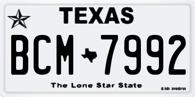 TX license plate BCM7992