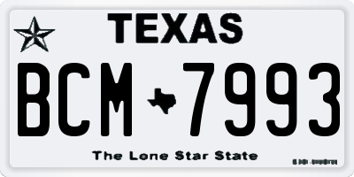 TX license plate BCM7993