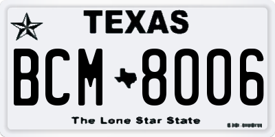 TX license plate BCM8006