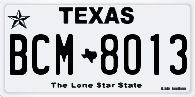 TX license plate BCM8013
