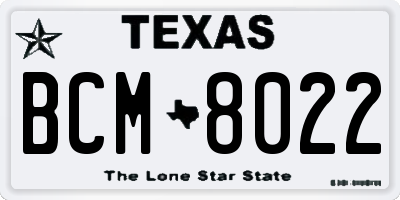 TX license plate BCM8022