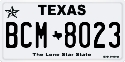 TX license plate BCM8023