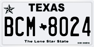 TX license plate BCM8024