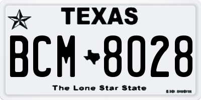 TX license plate BCM8028