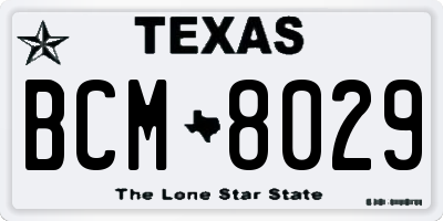 TX license plate BCM8029