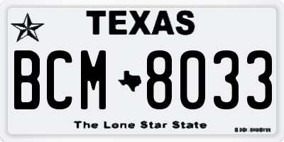 TX license plate BCM8033