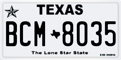 TX license plate BCM8035