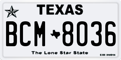 TX license plate BCM8036
