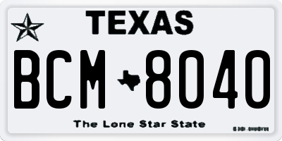 TX license plate BCM8040