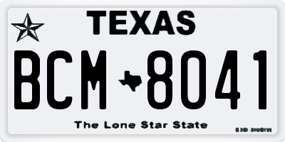 TX license plate BCM8041