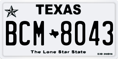TX license plate BCM8043