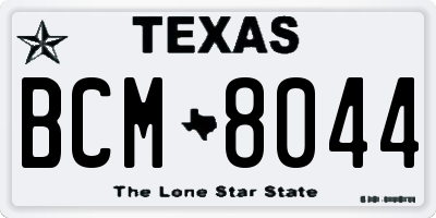 TX license plate BCM8044