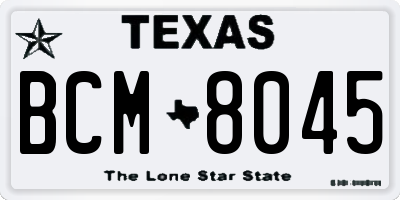 TX license plate BCM8045