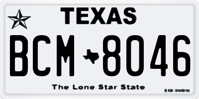 TX license plate BCM8046