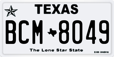 TX license plate BCM8049