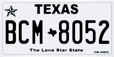 TX license plate BCM8052