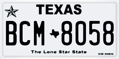 TX license plate BCM8058