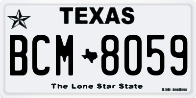 TX license plate BCM8059
