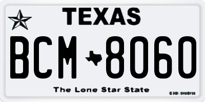 TX license plate BCM8060