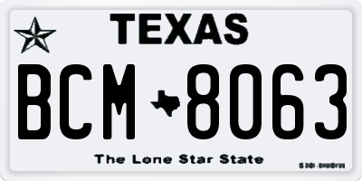 TX license plate BCM8063