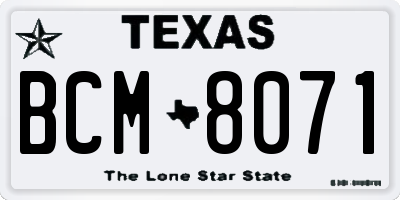 TX license plate BCM8071