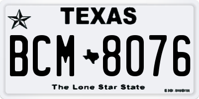 TX license plate BCM8076