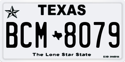TX license plate BCM8079