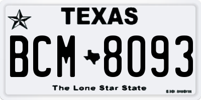 TX license plate BCM8093
