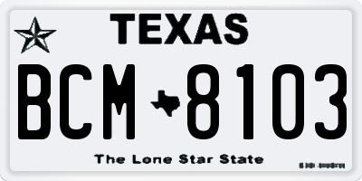 TX license plate BCM8103