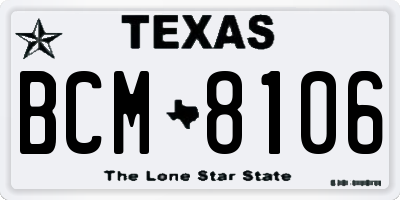 TX license plate BCM8106