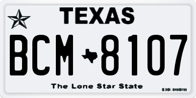 TX license plate BCM8107