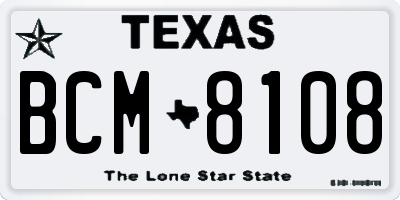 TX license plate BCM8108