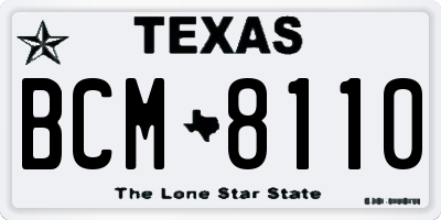 TX license plate BCM8110