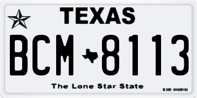 TX license plate BCM8113