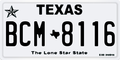 TX license plate BCM8116