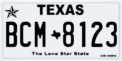 TX license plate BCM8123