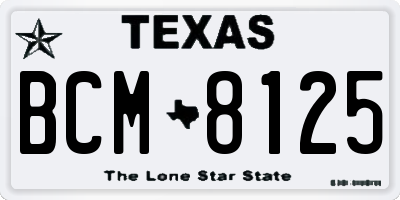 TX license plate BCM8125