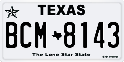 TX license plate BCM8143