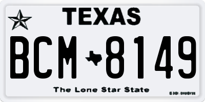 TX license plate BCM8149