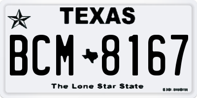 TX license plate BCM8167