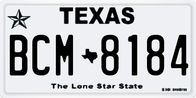 TX license plate BCM8184