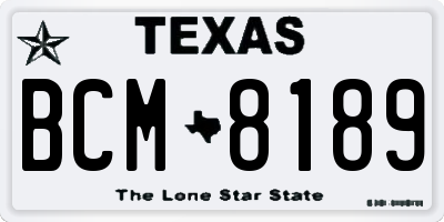 TX license plate BCM8189